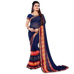 Littledesire Georgette Printed Weightless Saree with Blouse 