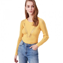 Littledesire Knitted Round-Neck Stylish Yellow Sweater