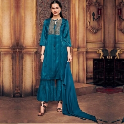 Littledesire Embroidered Stylish Kurta With Sharara & Dupatta