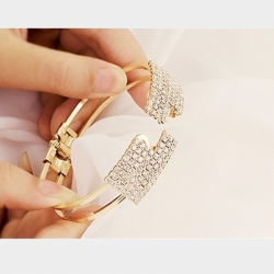 Littledesire Hollow Out Cuff Rhinestone Bracelet Bangle