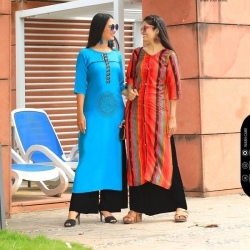 Littledesire Printed Blue & Multicolored Straight Kurta Pack of 2