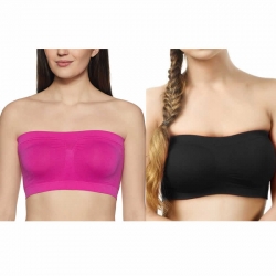 Non-Wired Seamless Non Padded Strapless Tube Top Bra Pack of 2