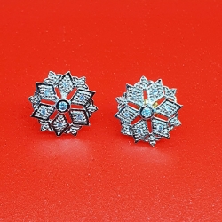 Silver Color Zircon Flower Earrings