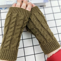 Knitted Woollen Warm and Fashionable Fingerless Winter Gloves 