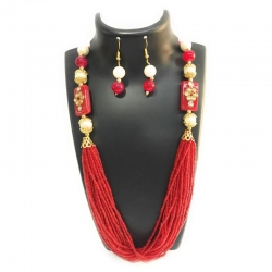Gold-Plated & Black Handcrafted Jewellery Set