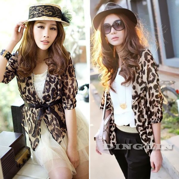 Women Leopard Print Chiffon Shrug, Western Wear, Jackets & Shrugs Free ...