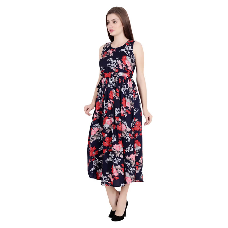 Floral Print Sleeveless Maxi Dress, Western Wear, Dresses Free Delivery ...