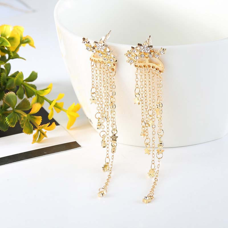 Buy Suyi Trendy Women Earrings Metal Mesh Grid Sequins Tassel Long Drop  Dangle Earrings Gold at Amazonin