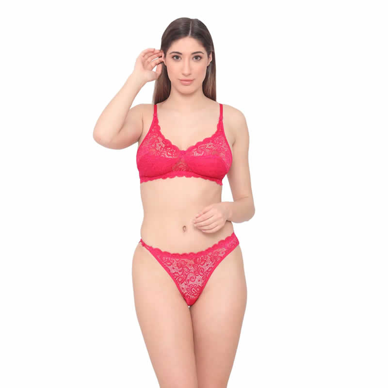 Bridal and Honeymoon Bra and Panty Set - Magenta, Lingerie, Bra and Panty  Sets Free Delivery India.