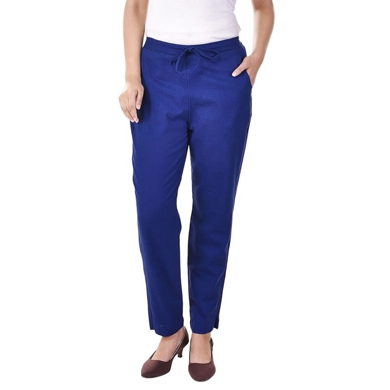Littledesire Women Cotton Slub Best Stylish Blue Trouser , Ethnic Wear ...