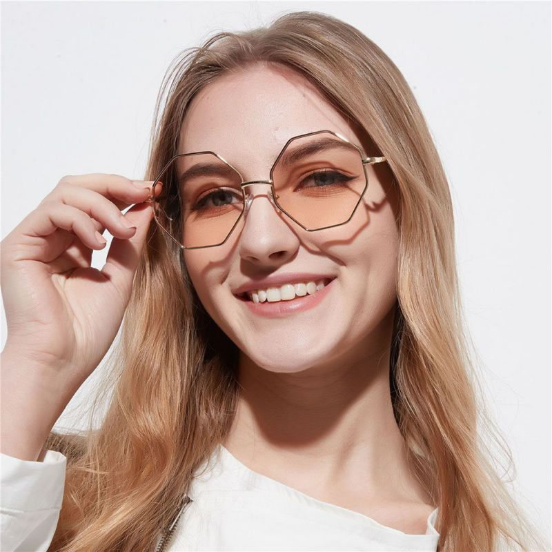 Classy Polygon Metal Frame Sunglasses UV400, Sunglasses, Women ...