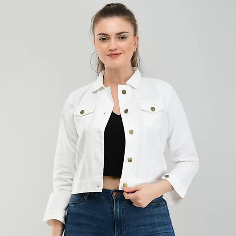 Solid Denim White Jacket, Western Wear, Jackets & Shrugs Free Delivery ...