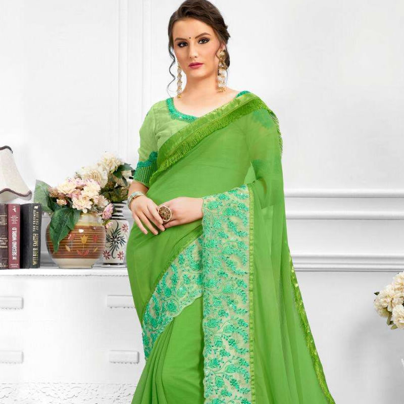 Latest Design Embroidered Bangalori Silk Party Wear Saree, Ethnic Wear ...