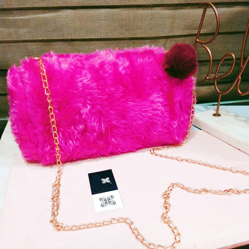 Soft Fluffy Puff Ball Sling Bag for Girls, Bags & Wallets, Sling