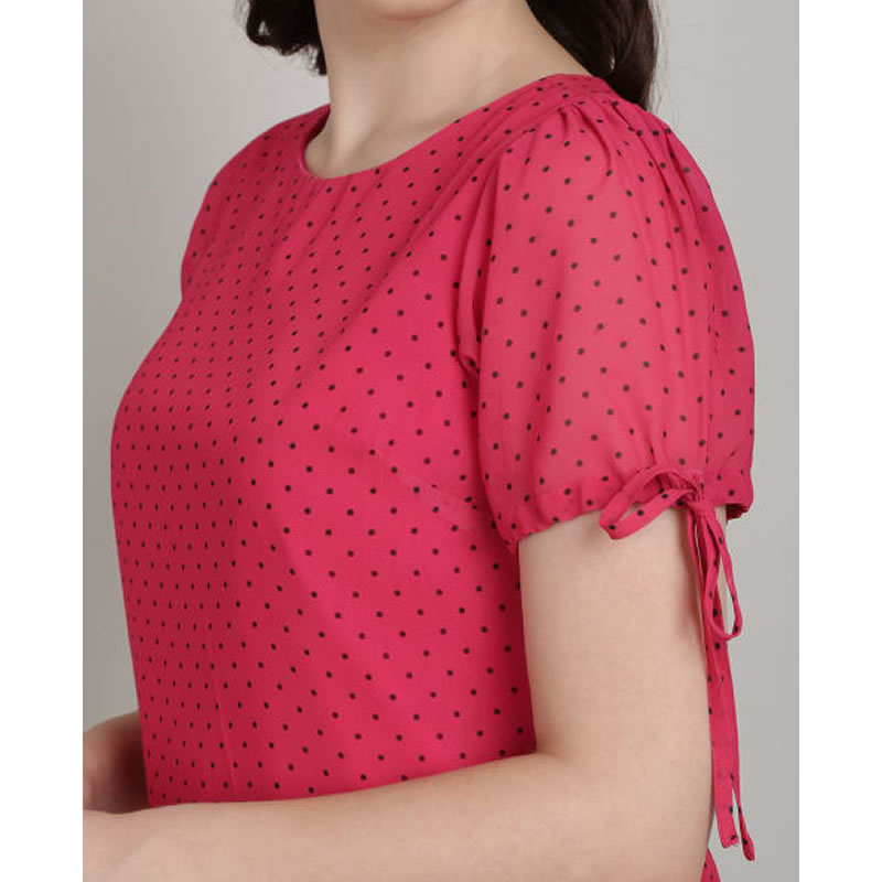 Printed Mandarin Collar Women Shirt Top