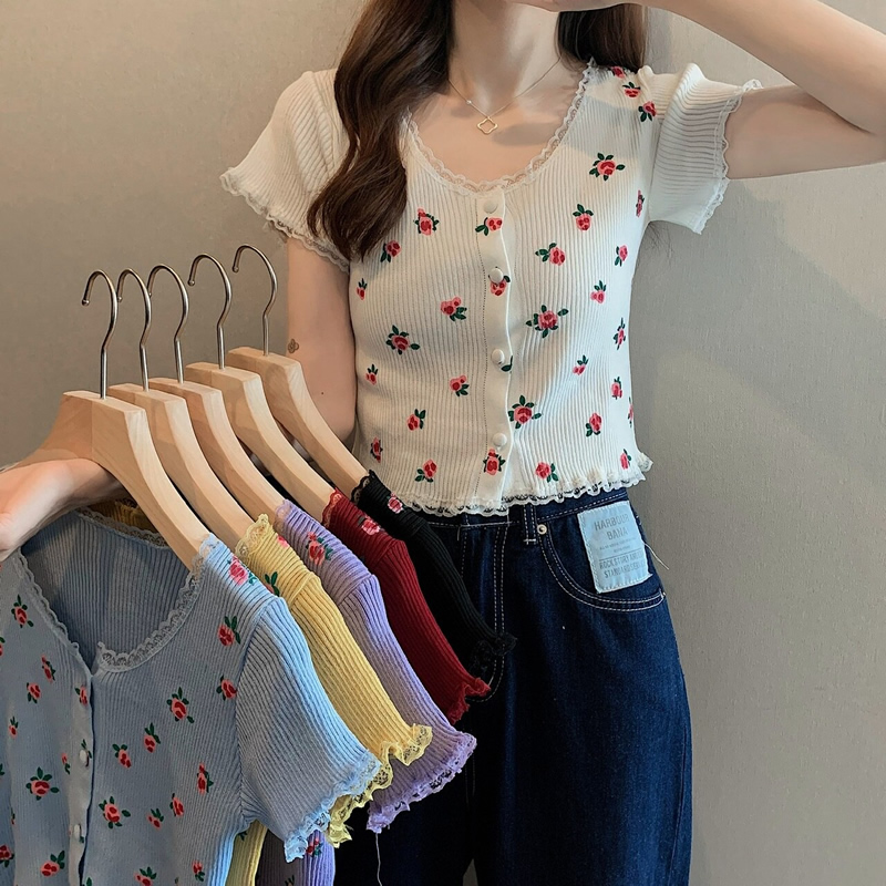 Turkish Floral Spring Summer Korean Crop Top