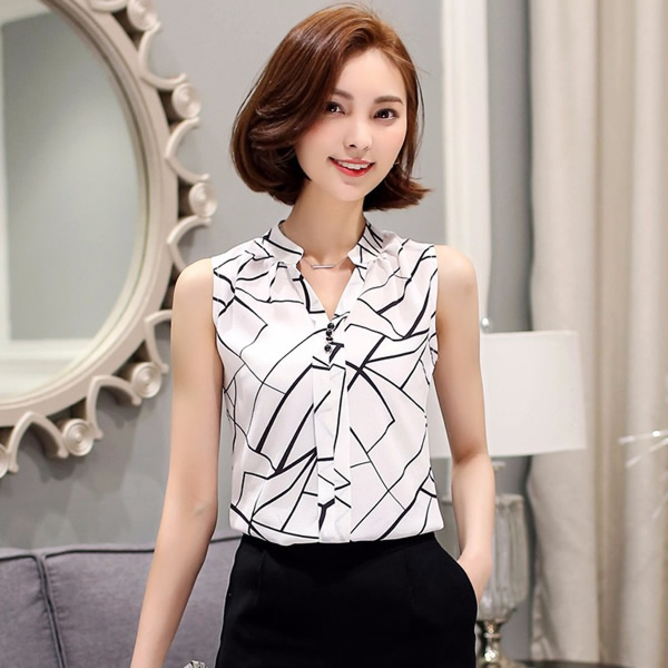 Korean Fashion Sleeveless White Chiffon Top, Western Wear, Tops Free ...