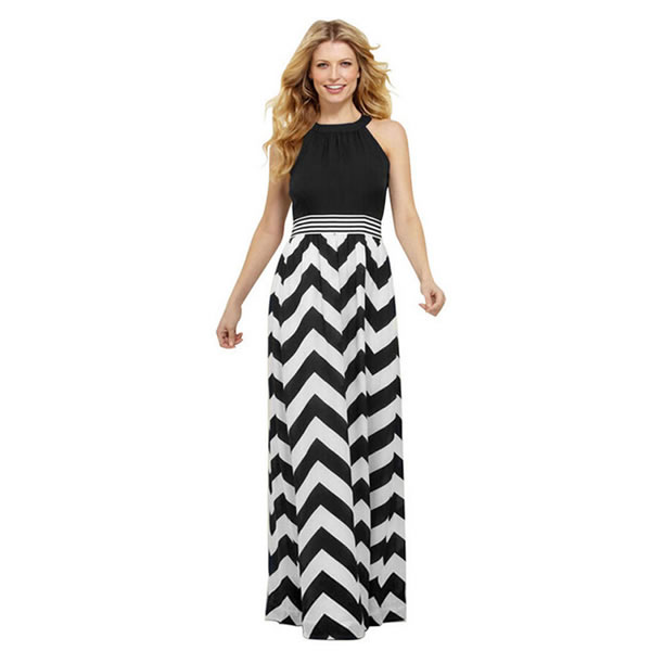 Trendy Black Patchwork Floor-Length Maxi Dress, Western Wear, Dresses ...